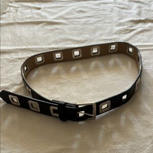 Black and Tan Women's Belt with Silver Accents